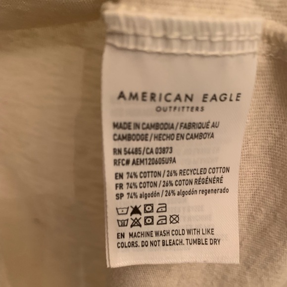 American Eagle White and Blue Ribbed Crop Top - Picture 4 of 5
